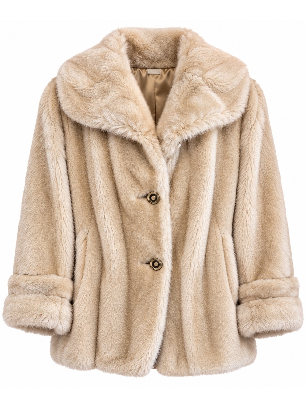 Vintage 1970s Mincara by Russel Taylor Luxury Faux Mink Coat – Cream Beige